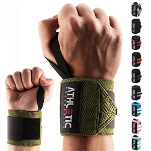 ATHLETIC AESTHETICS Bande Poignet Musculation Protège Poignet (45 cm en Paire) Bandage pour Poignet pour Entraînement de Force, Fitness, Bodybuilding, Crossfit Support pour Poignet avec Guide d'exercices en PDF - Publicité