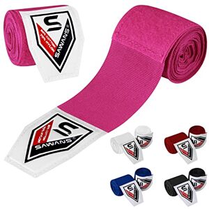 SAWANS Bandages de boxe pour arts martiaux, gants de boxe MMA 2,5, 3,5, 4,5 m, sac d'entraînement élastique pour sports de combat sous les mains et les phalanges (4.5 M, Rose) - Publicité