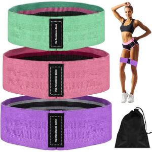 MSIHEY Bande Élastique Musculation, Bandes Elastiques de Fitness antidérapantes en Tissu pour Entraînement Corps, Jambes, Fessiers, Fitness Musculation Pilates/Squat/Yoga (Lot de 3) - Publicité