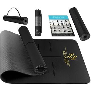 KESSER Tapis de gymnastique avec sangle de transport antidérapant en TPE Tapis de yoga rembourré et antidérapant Tapis de fitness 183x61 cm Tapis d'entraînement fitness, Pilates & Gymnastique noir/or - Publicité