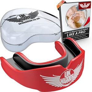 UK Warrior Mouthguard Idéal pour les sports de contact, les arts martiaux, le karaté, le rugby, le MMA, la boxe, le hockey et le football Sacoche Rouge / Noir, adulte (7 ans et plus) - Publicité