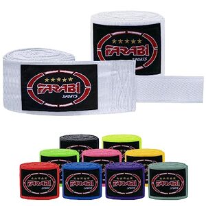 Farabi Sports Enfants Bande Boxe Paire d'enveloppes mexicaines intérieures de Gants de Fitness de Boxe de mètres de Long (White, Kids (2.50 Meters) - Publicité