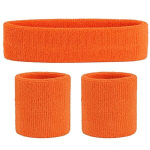 ONUPGO Ensemble de Bandeau (3 pièces) Sports Bandeau Poignet rayé Sweatband Tissu éponge Poignet Athletic Exercice Basketball Poignet Bandeau et Bandeaux humidité Mèche Sweat Head Band Absorbant - Publicité