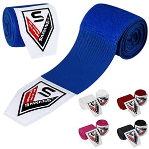 SAWANS Bandages de boxe pour arts martiaux, gants de boxe MMA 2,5, 3,5, 4,5 m, sac d'entraînement élastique pour sports de combat sous les mains et les phalanges (4.5 M, Bleue) - Publicité