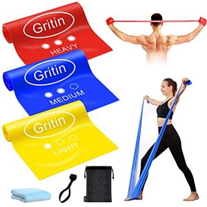 Bande Élastique Fitness, Gritin [Lot de 3] Bande de Résistance en Latex Naturel-3 Niveaux de Force-avec Sac de Rangement pour Musculation Pilates Yoga - Publicité