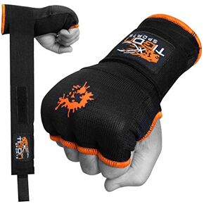 Tigon Sports Tigon Boxing Gants de boxe Intérieur en gel, sangles pour poignets, en coton Pour MMA Sac de frappe Noir, noir - Publicité