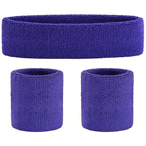 ONUPGO Ensemble de Bandeau (3 pièces) Sports Bandeau Poignet rayé Sweatband Tissu éponge Poignet Athletic Exercice Basketball Poignet Bandeau et Bandeaux humidité Mèche Sweat Head Band Absorbant - Publicité