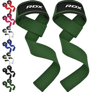 RDX Sangle Musculation Gym Levage Support de Poignet Bandage Fitness Lifting Straps Entraînement Bodybuilding Haltérophilie Flex Gel Grips Gymnastique (Plain Green) - Publicité