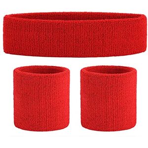 Ensemble de Bandeau Sports Bandeau Poignet rayé Sweatband Tissu éponge  Poignet Athletic Exercice Basketball Poignet Bandeau