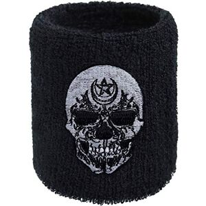 EXPRESS-STICKEREI Bandeau Anti-Transpiration pour Homme avec Broderie SKULLSTAR Absorbant, en éponge, Cadeau pour Les Motards et Les Fans de Heavy Metal - Publicité