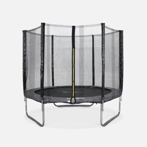 sweeek Trampoline rond Ø 250cm gris avec son filet de protection - Pluton - Trampoline de jardin 2.5m  Qualite PRO.   Normes EU. - Gris