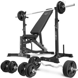 Kit de barres d'haltères renforcées et de disques caoutchoutés pour la  musculation de 113 kg 113 kg