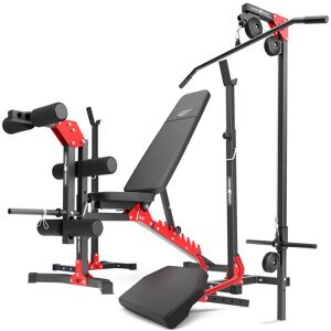 Ensemble MH25   Banc de musculation + supports pour barres + banc à biceps + extension de jambes + poulie pour traction - Marbo Sport - Publicité