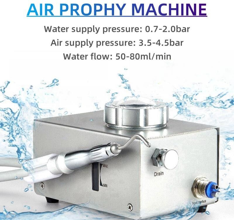 Jumtop Dental Sandblasting Machine for Teeth Cleaning and Polishing, Desktop Air Water Prophy Dentist Equipment