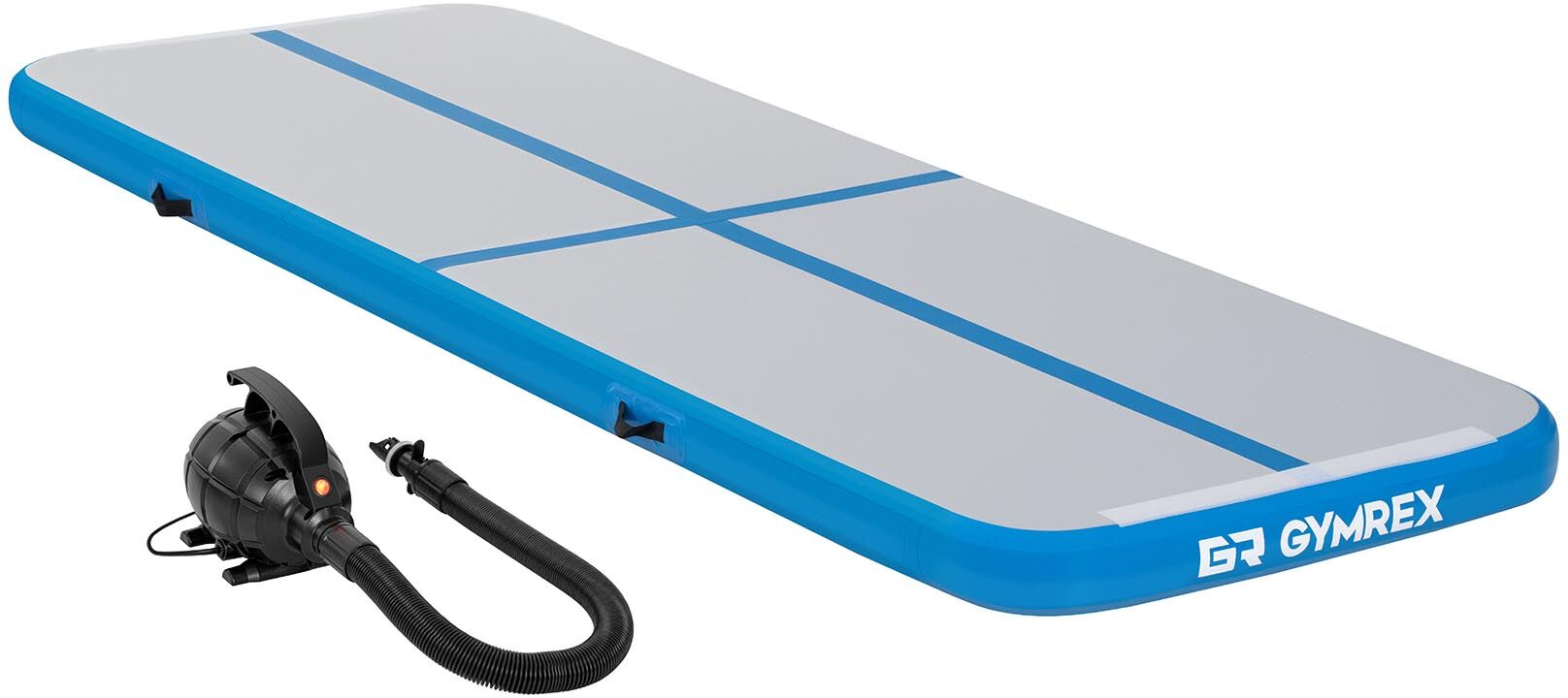 Gymrex Air track - Aitrack avec gonfleur électrique - Airtrack - 300 x 100 x 10 cm - 150 kg - Bleu/gris GR-ATM1-SET