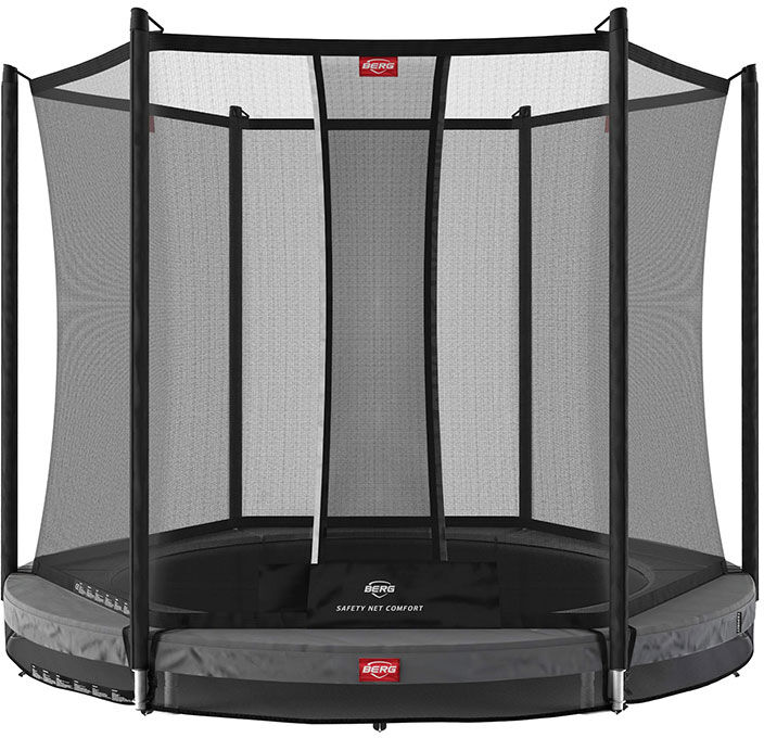 BERG Trampoline enterré rond gris avec filet de protection Favorit – Ø 270 cm