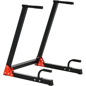 Homcom Dip Station per Allenamento Casa o Palestra, Stazione Fitness in Acciaio con Impugnature Imbottite, 83x72x98cm, Rosso e Nero