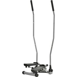 Homcom Stepper, Maniglie, Step Fitness con Monitor LCD per Casa e Palestra, Argento