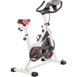 Homcom Cyclette Professionale, Cyclette da Camera Regolabile con Schermo LCD e Portabicchieri, Volano 8kg, Bianco