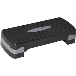 Homcom Step Fitness per Allenamento a Casa e Palestra, in PP con Altezza Regolabile 10cm e 15cm, 68x29cm Nero e Grigio