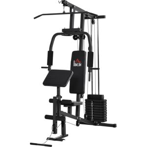 Homcom Stazione Fitness Multifunzione per Allenamento a Casa e Professionale in Acciaio, 148x108x207 cm, Nero