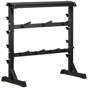 Homcom Porta Bilanciere Multiuso per Barre, Manubri e Dischi Pesi in Acciaio, 100x55x102cm, Nero