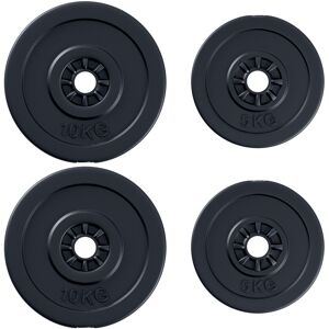 Homcom Set di 4 Dischi Pesi per Bilanciere e Manubri Peso Totale 30kg, 2x5kg e 2x10kg, Nero