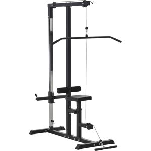 Homcom Stazione Fitness Pull Down da Casa con Panca e Cavo Regolabile, Stazione Cavi Palestra in Acciaio 107x120x190cm Nero