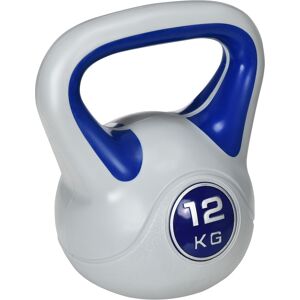 Sportnow Kettlebell 12kg in PU e Sabbia con Base Piatta e Impugnatura pratica per Stacchi, Squat e Sollevamenti, 24x17x28 cm, Blu