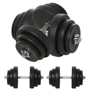 Homcom Set Manubri Palestra 40kg (4x5kg, 4x2.5kg, 4x1.5kg), Pesi Palestra con 12 Dischi da 1.5kg, 2.5kg, 5kg, Փ25mm, per Allenamento a Casa