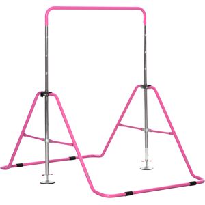 Homcom Sbarra per Trazioni per Bambini 3-8 Anni, 4 Altezze Regolabili e Struttura in Acciaio, 148x105x88-128 cm, Rosa