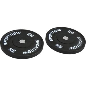 Sportnow Set di 2 Dischi Palestra da 10kg per Bilanciere e Manubri con Attacco Ø5cm, Nero