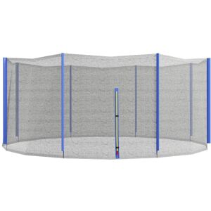 Sportnow Rete di Protezione per Trampolini a 6 Pali con Ingresso con Cerniera, in PE, Ø366x180 cm, Nero e Blu