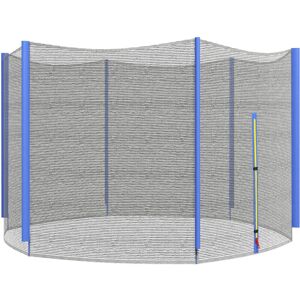 Sportnow Rete di Protezione per Trampolini a 6 Pali con Ingresso con Cerniera, in PE, Ø305x180 cm, Nero e Blu