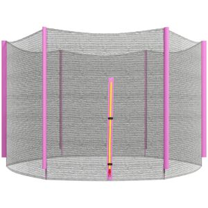 Sportnow Rete di Protezione per Trampolini a 6 Pali con Ingresso con Cerniera, in PE, Ø244x180 cm, Nero e Rosa