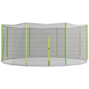 Sportnow Rete di Protezione per Trampolini a 8 Pali con Ingresso con Cerniera, in PE, Ø366x180 cm, Nero e Verde