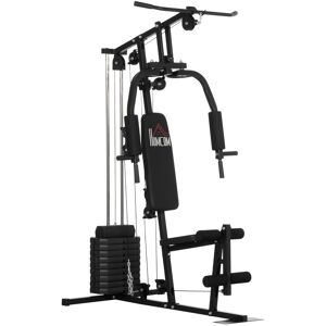 Homcom Stazione Fitness con Pesi da 45kg per Allenamento a Casa, 135x103x210cm, Nero