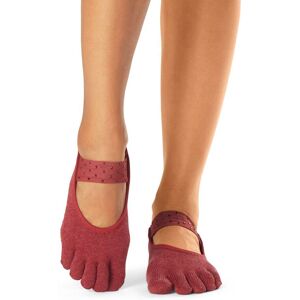 ToeSox Calzini Antiscivolo con 5 dita, con fascia o intreccio Bordeaux Mesa Small (36-38,5)