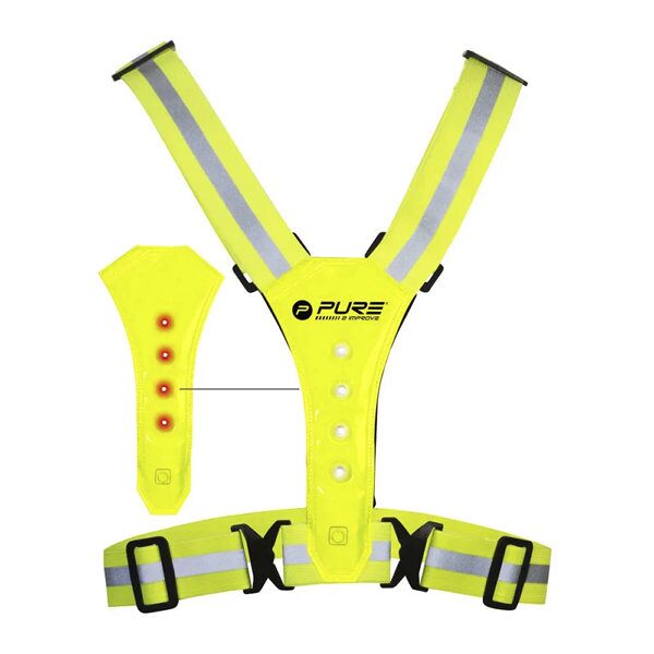 pure2improve reflective led running - gilet running yellow one size