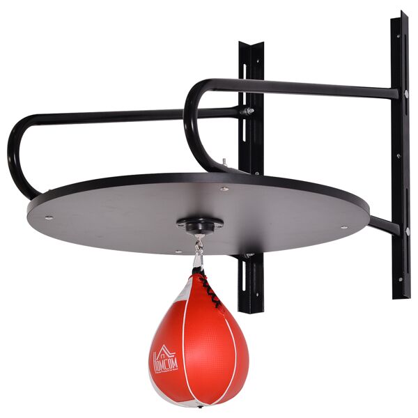 homcom set boxe pera veloce con piattaforma installazione a muro, guantoni, pompetta, accessori inclusi, 60 x 73 x 80 cm