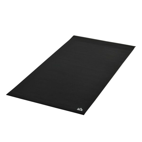 homcom tappeto palestra ammortizzante per tapis roulant e cyclette, tappetino fitness in pvc antiscivolo, 180x90cm, nero