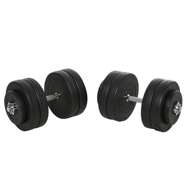 homcom set manubri palestra 50kg (8x5kg, 4x1.5kg), pesi palestra con 12 dischi da 1.5kg, 5kg, Փ25mm, per allenamento a casa