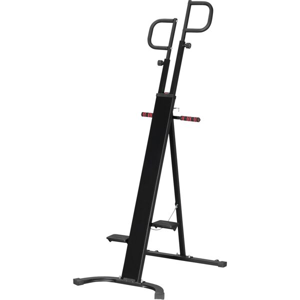 homcom vertical climber da casa con monitor lcd, altezza regolabile e prese antiscivolo, arrampicatore in acciaio e abs, 100x60x175-195 cm, nero