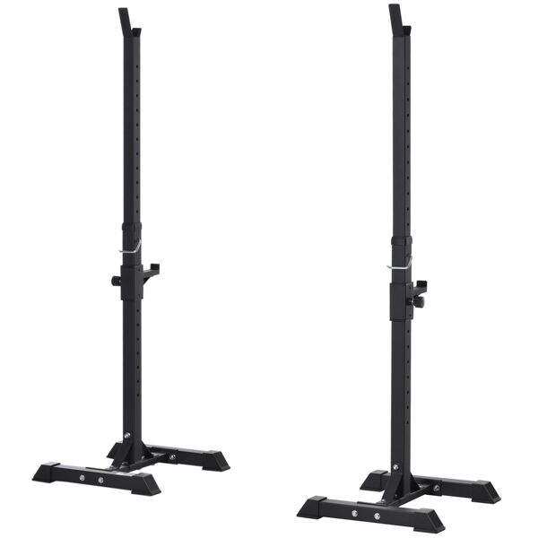 homcom supporto per bilanciere  set di 2 rack in acciaio, altezza regolabile su 12 livelli, 50x49x124-154cm, nero