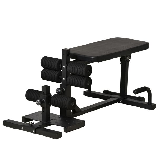 homcom squat machine 3 in 1 con altezza regolabile, panca fitness multifunzione con inclinazione regolabile per casa e palestra, nero