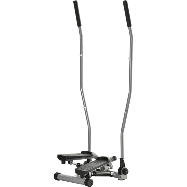 dechome 281sr stepper con manubrio maniglie ed elastici step fitness con monitor lcd per casa e palestra argento