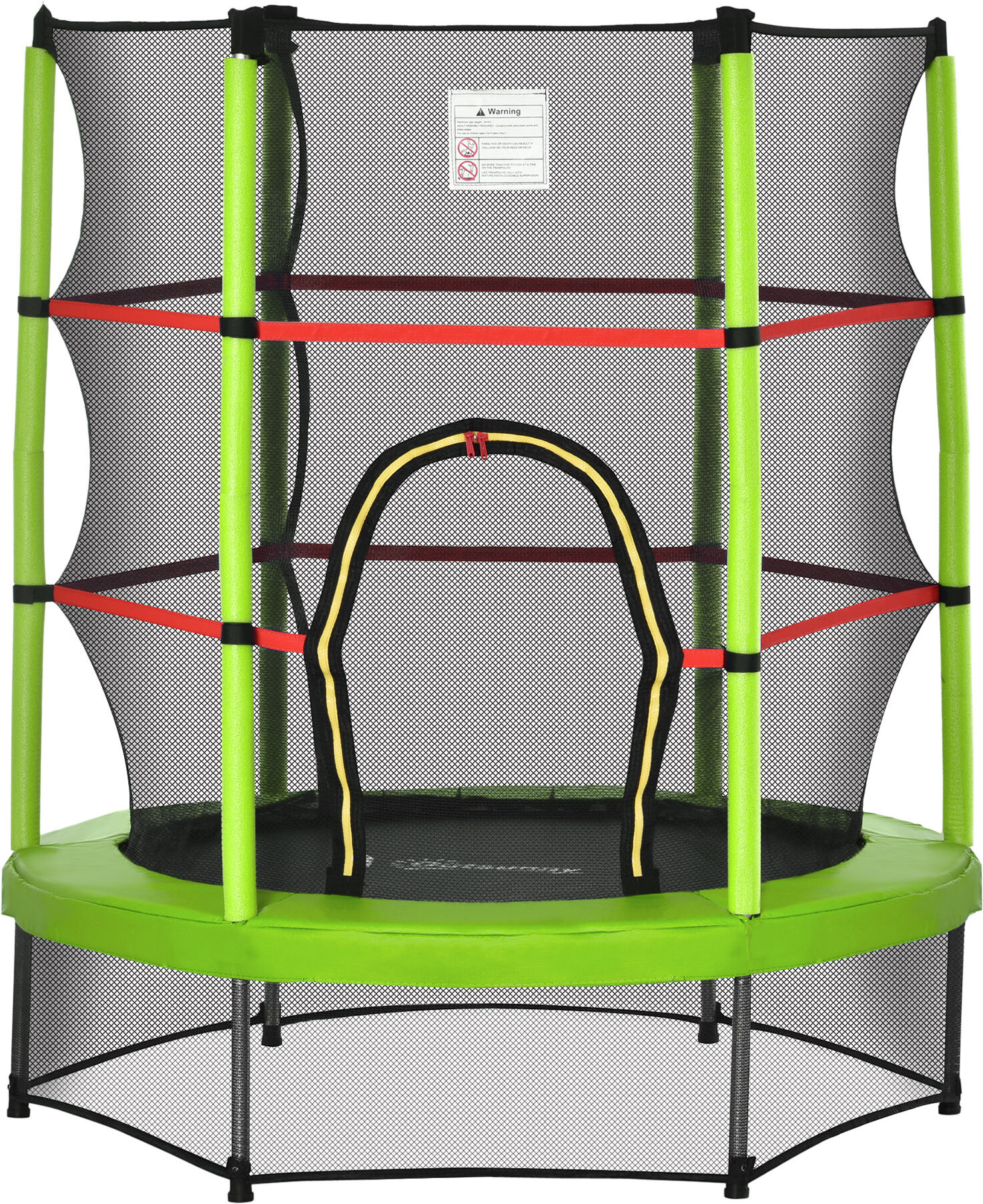 Homcom Tappeto Elastico Φ140x160Acm per Bambini da 3 Anni con Rete di Protezione, Trampolino Elastico con Corde Bungee Carico Massimo 45kg