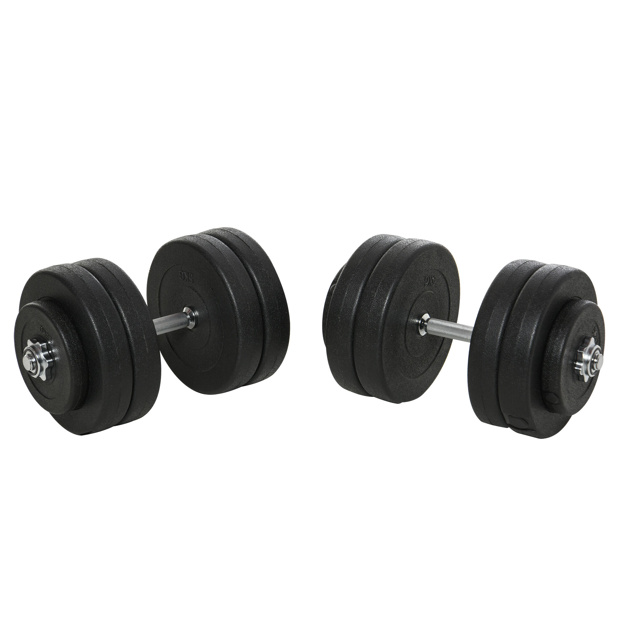 Homcom Set Manubri Palestra 50kg (8x5kg, 4x1.5kg), Pesi Palestra con 12 Dischi da 1.5kg, 5kg, Փ25mm, per Allenamento a Casa