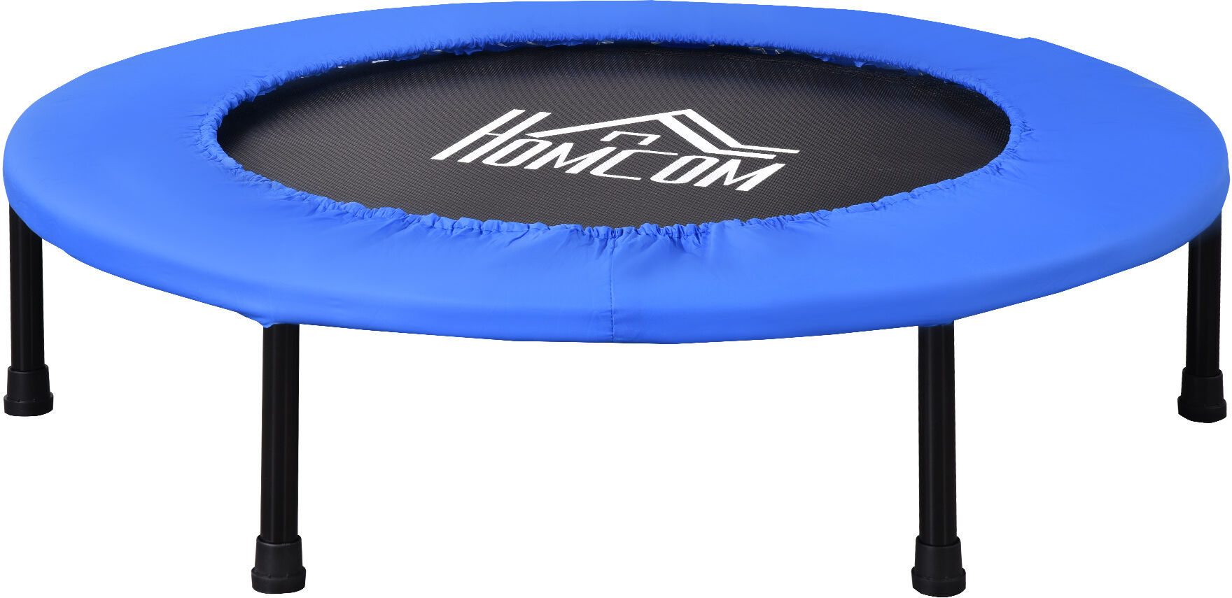 Homcom Trampolino Elastico per Jumping Fitness e Allenamento a Casa, Molle e Struttura in Acciaio, Φ91x22.5cm, Nero e Blu