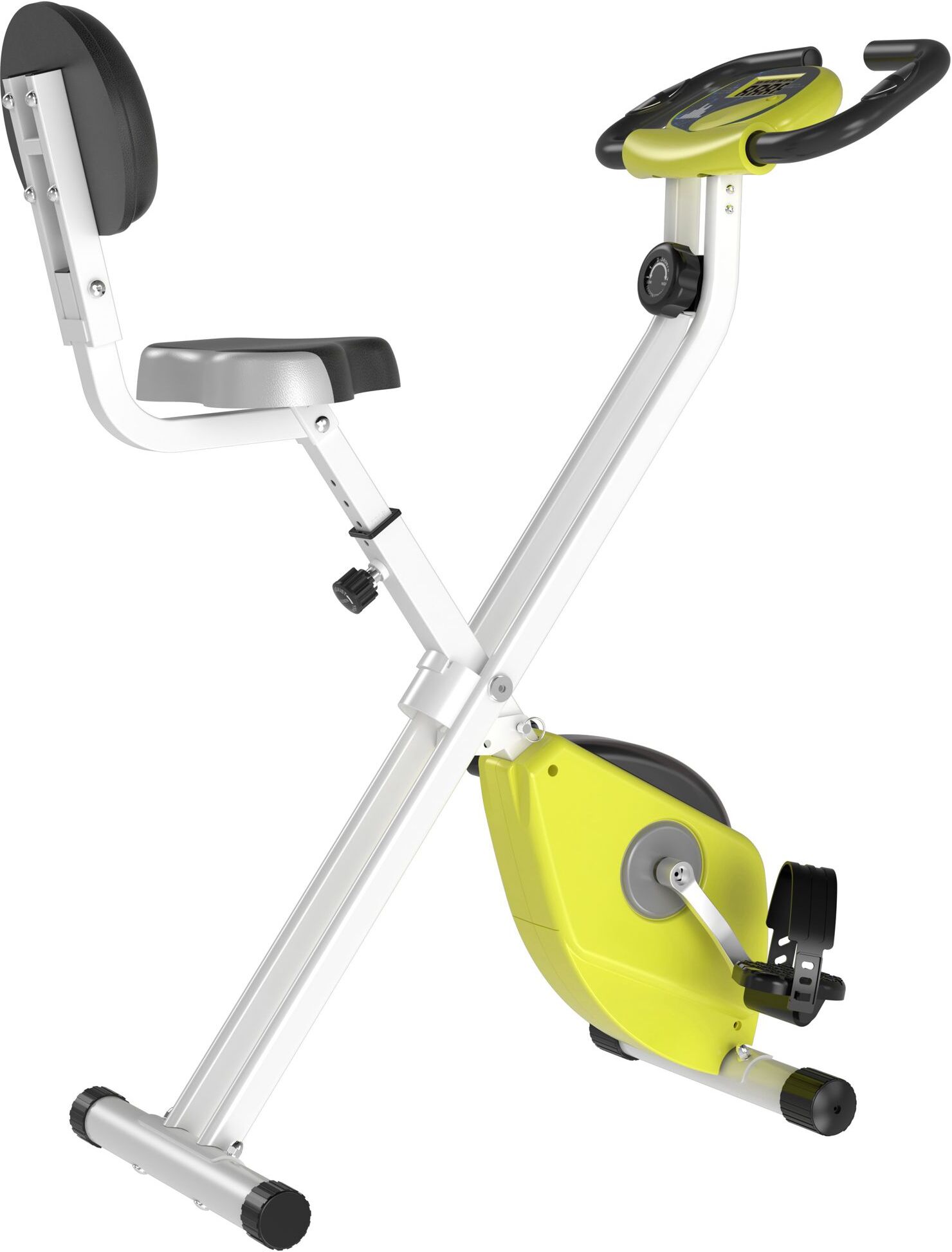 Homcom Cyclette Pieghevole da Fitness in Acciaio con Altezza Regolabile, Resistenza Magnetica a 8 Livelli, Schermo LCD, Gialla, 43x97x109cm